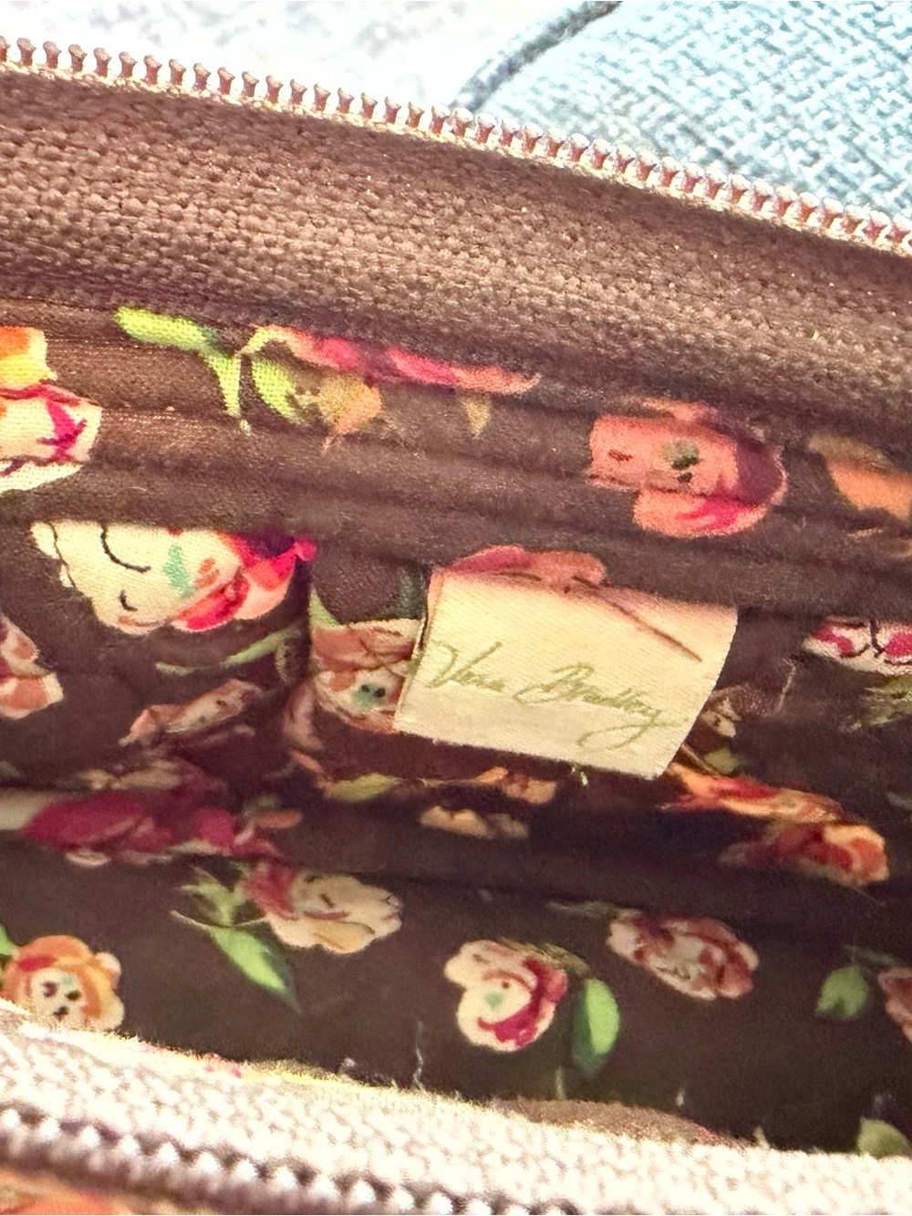 Vera Bradley Brown Floral Quilted Crossbody - Picture 2 of 3